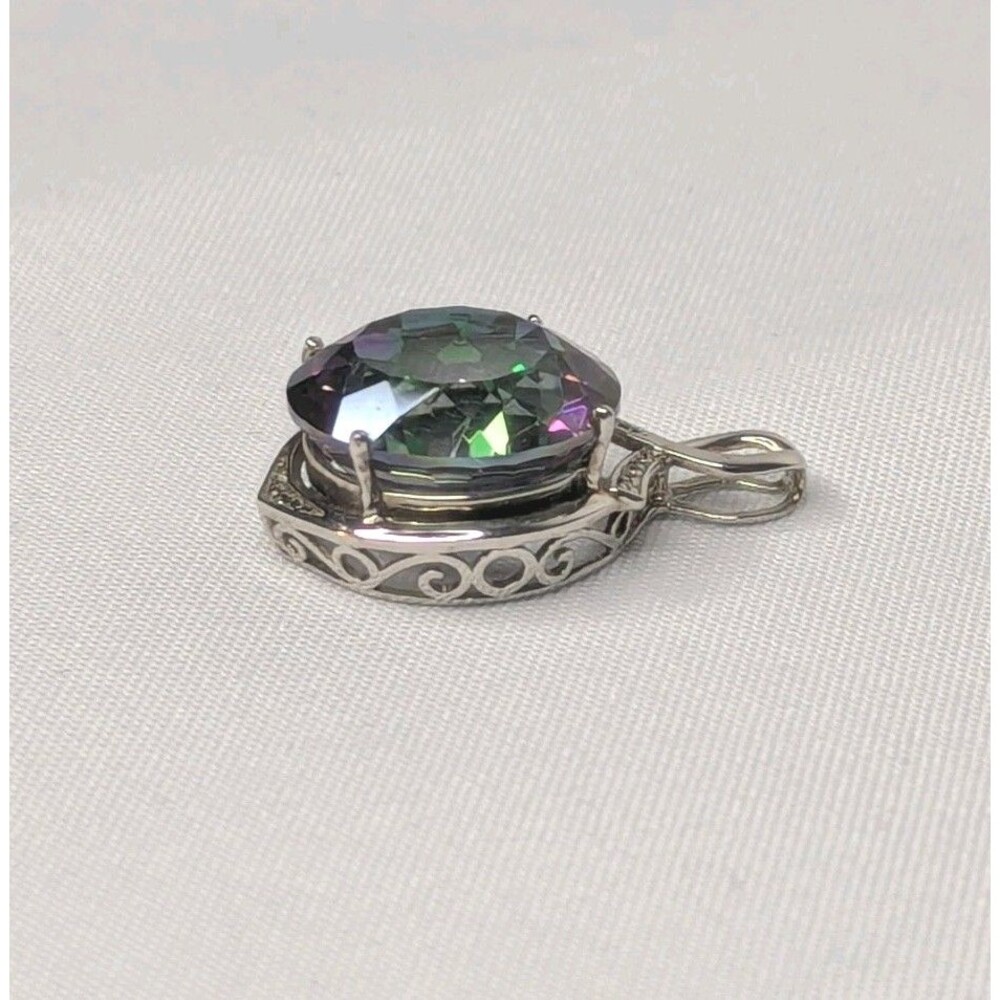 Sterling Silver Multicolor Quartz & Zircon Pendant - Picture 2 of 4